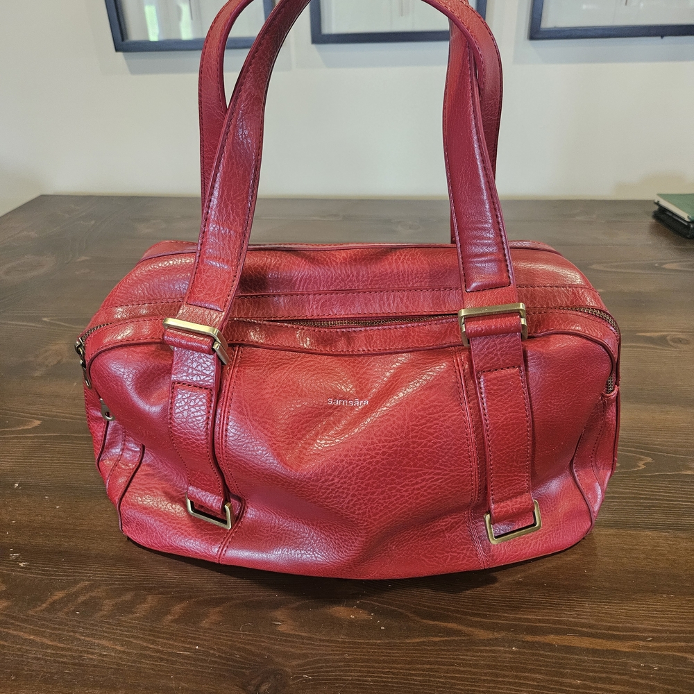 Cherry Red Leather Shoulder Bag